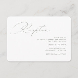 Cartão De Informações Recepção de casamento Verde da Caligrafia Moderna