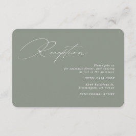 Cartão De Informações Recepção de casamento Verde da Caligrafia Moderna