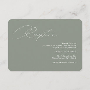 Cartão De Informações Recepção de casamento Verde da Caligrafia Moderna