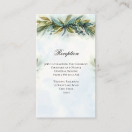 Cartão De Informações Recepção de casamento verde de aquarela