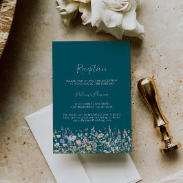 Cartão De Informações Recepção de casamento Verde de flor selvagem multi