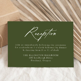 Cartão De Informações Recepção de casamento Verde Elegante
