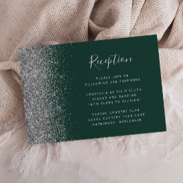 Cartão De Informações Recepção de Casamento Verde Esmeralda com Brilho P