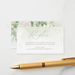 Cartão De Informações Recepção de casamento Verde Floral Moderna Elega