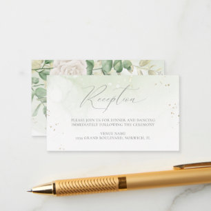 Cartão De Informações Recepção de casamento Verde Floral Moderna Elegant