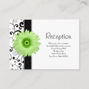 Cartão De Informações Recepção de casamento Verde Gerbera Daisy Black Sc