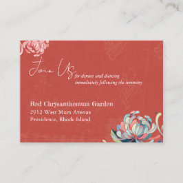 Cartão De Informações Recepção de casamento Vermelha Floral Única