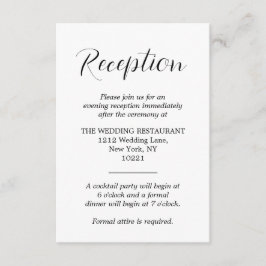 Cartão De Informações Recepção de casamento Vertical Preta e Branca
