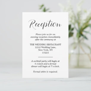 Cartão De Informações Recepção de casamento Vertical Preta e Branca