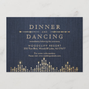 Cartão De Informações Recepção de casamento vintage art déco dourado gla