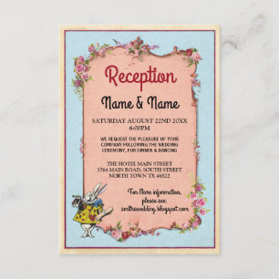 Cartão De Informações Recepção de Casamento Wonderland Flor Coelho