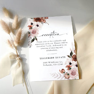 Cartão De Informações Recepção de Cerimônia de Casamento Floral da Seda