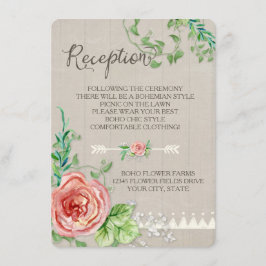 Cartão De Informações Recepção de Piquenique BOHO Respiro de Bebê Rosas 