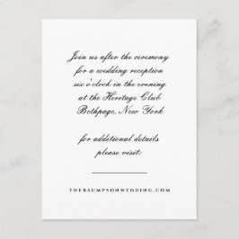 Cartão De Informações Recepção de Script Preto e Branco