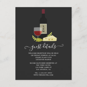 Cartão De Informações Recepção de Vinho e Queijo Detalhes do Convidado M
