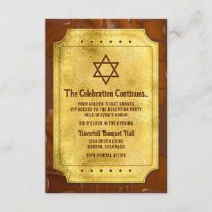 Cartão De Informações Recepção do Bar Mitzvah com Chocolate em forma de 