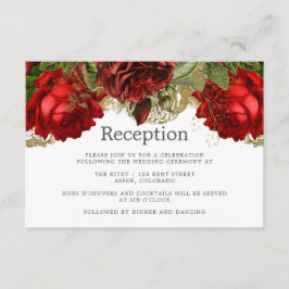 Cartão De Informações Recepção Dourada e Vermelha Burgundy