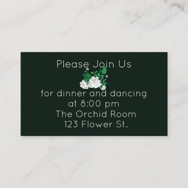 Cartão De Informações Recepção Elegante da Camellia Branca (Frente)