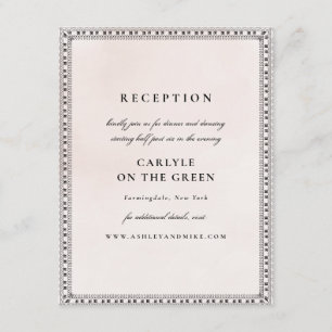 Cartão De Informações Recepção Elegante de Lixo Escamudo e Lace Preto de