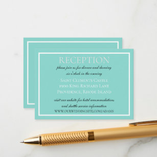 Cartão De Informações Recepção Elegante do Suite de Casamento Bride & Co