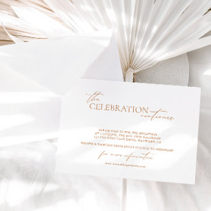 Cartão De Informações Recepção Elegante Minimalista de Casamento