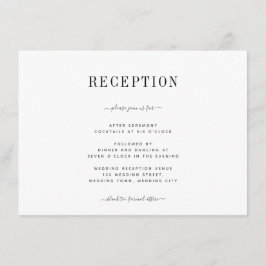 Cartão De Informações Recepção Elegante Negra e Branca Minimalista