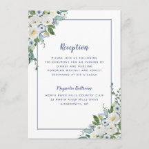 Recepção Floral Aquarela Azul Elegante Casamento