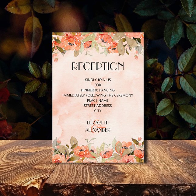 Cartão De Informações Recepção Floral Chic Watercolor (Watercolor Floral Wedding Reception Enclosure Cards)