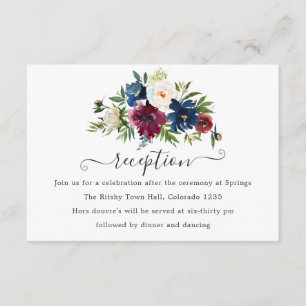 Cartão De Informações Recepção Floral de Bordo e Marinho