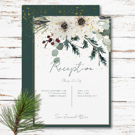Cartão De Informações Recepção Floral de inverno em Berries Rustic