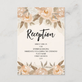Cartão De Informações Recepção Floral em Aquarela Rústica de Pêssego