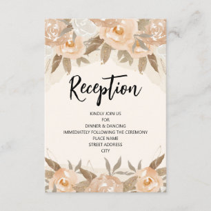 Cartão De Informações Recepção Floral em Aquarela Rústica de Pêssego