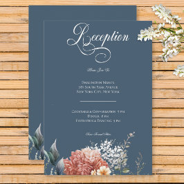 Cartão De Informações Recepção Floral Romântica Moderna do Jardim Azul