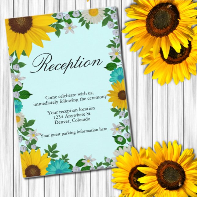 Cartão De Informações Recepção Floral Rustic Sunflower Daisy (Criador carregado)