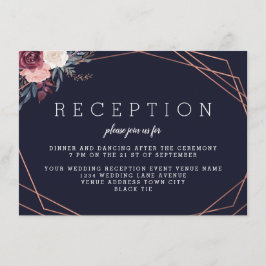 Cartão De Informações Recepção Geométrica Floral Moderna Burgundy