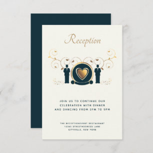 Cartão De Informações Recepção LGBTQ Azul Azul de Casamento Masculino de