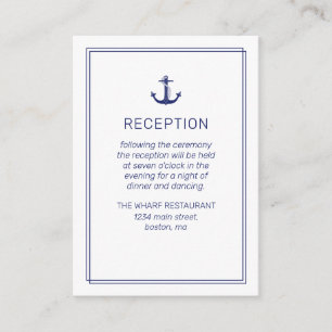 Cartão De Informações Recepção Minimalista Azul-Marinho Anchor Náutico