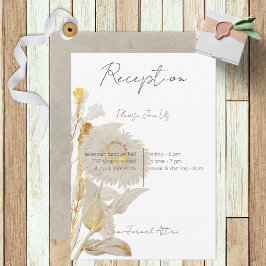 Cartão De Informações Recepção Moderna Neutral De Flores Selvagens
