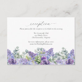 Cartão De Informações Recepção Online de Casamento com Floral Roxo