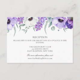 Cartão De Informações Recepção Online de Casamento Floral Roxo