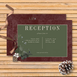 Cartão De Informações Recepção Rustic Winter Berries & Pine Burgundy
