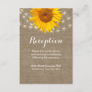 Cartão De Informações Recepção rústica do girassol & da serapilheira das