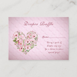 Cartão De Informações Receptáculo de Chá de fraldas Floral de Coração Ro