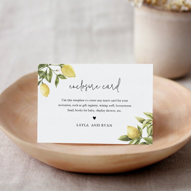 Cartão De Informações Receptáculo de Citros com Limão CITRON Inserir Car (Criador carregado)