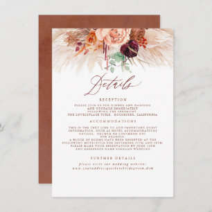 Cartão De Informações Receptáculo de Detalhes do Casamento de Terracotta