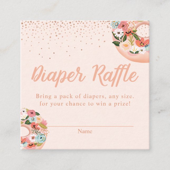Cartão De Informações Receptáculo de Raffle do Fralda Floral Rosquinha C (Frente)
