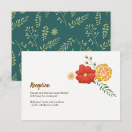 Cartão De Informações Recinto de Casamento Foliar Romântico de Raposas F