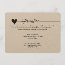 Cartão De Informações Recinto de Casamento Rustic Kraft, caligrafia