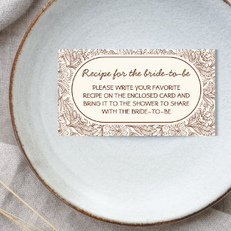 Cartão De Informações Recipe For Bride Floral Brown Handwritten