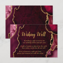 Cartão De Informações Red and Gold Agate Wedding Wishing Well